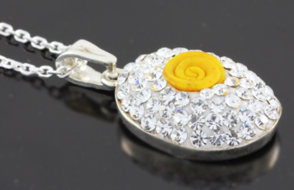 Sarı gül motifli özel tasarım gümüş kolye zincir dahil %50 indirim fırsatı ile